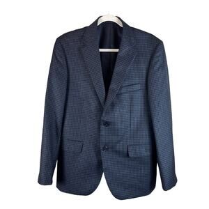 JB Britches Logan Blue Check Suit Coat Blazer 100% Wool Classic Fit Size 40S